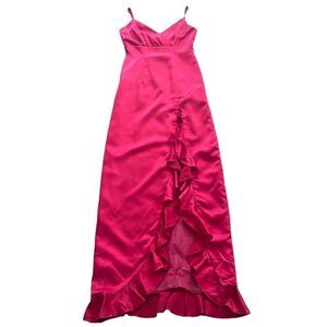 Panoply | Vintage Hot Pink Ruffle Maxi Dress, Size 7/8